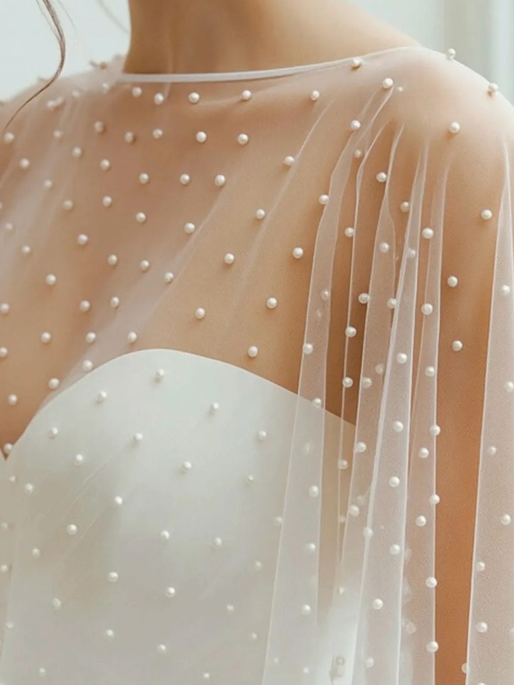 Wedding Shaw with Pearls Bridal Cape